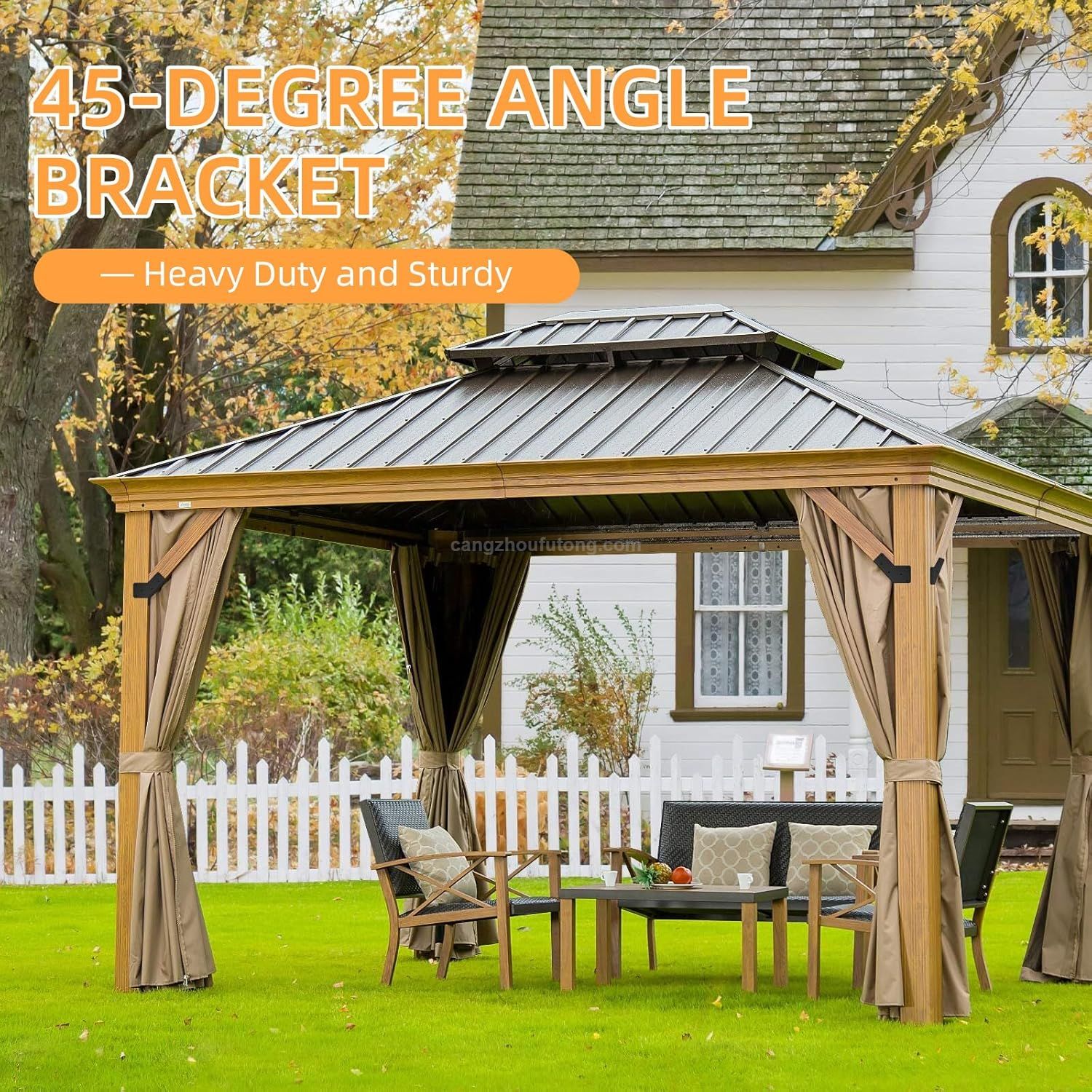 15° Slanted Roof Wall Mount 4x4 Pergola Bracket Kit DIY Pergola Angled 4x4 Wood Post 3way Bracket Gazebo Kit 