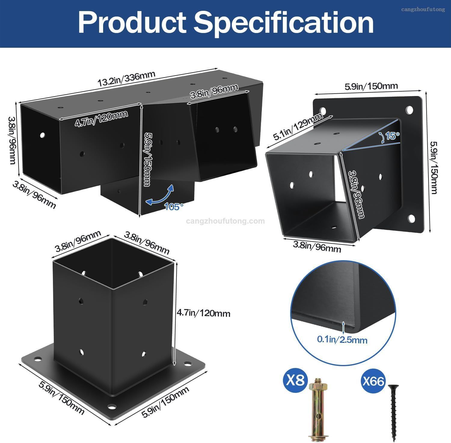  Pergola Bracket Kit,Woodwork Brackets with Screws for 4x4(Actual:3.5"x3.5") Wood Beams