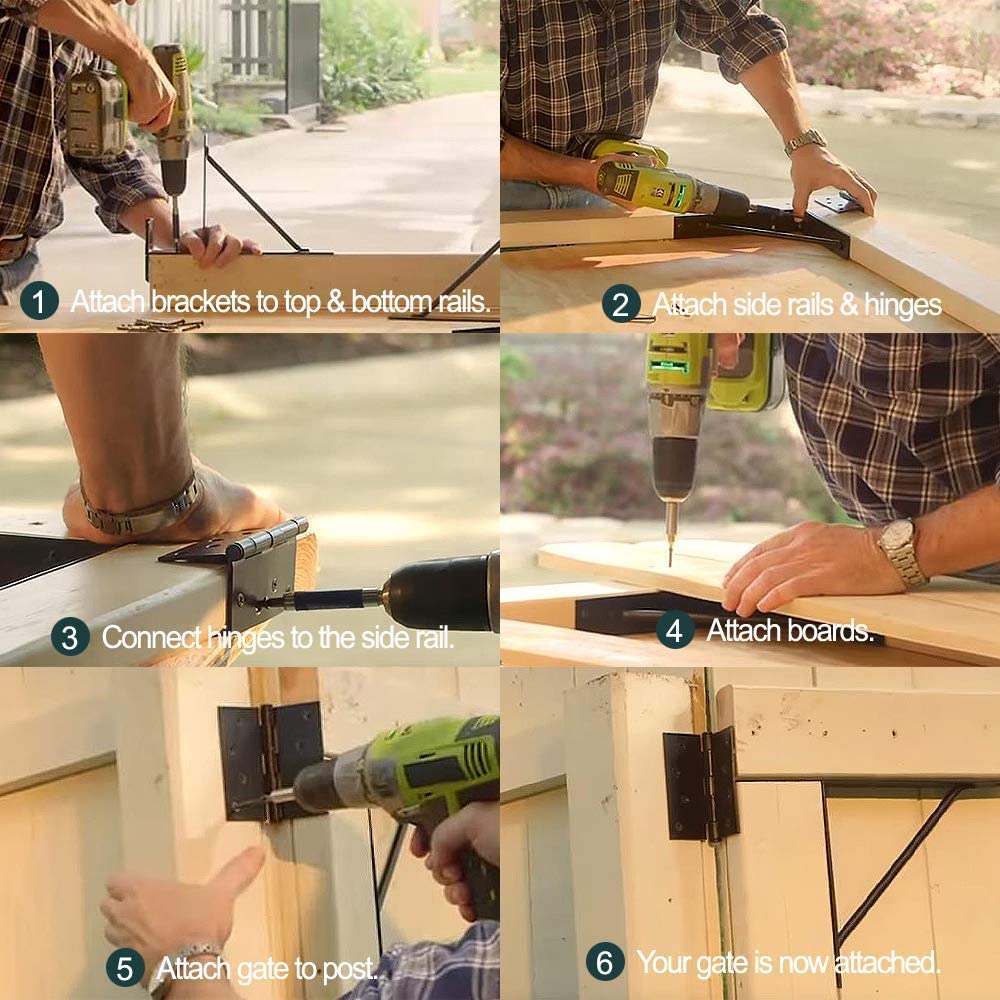 Gate Corner Brace Bracket No Sag Kit for Shed Doors, Driveway Gates