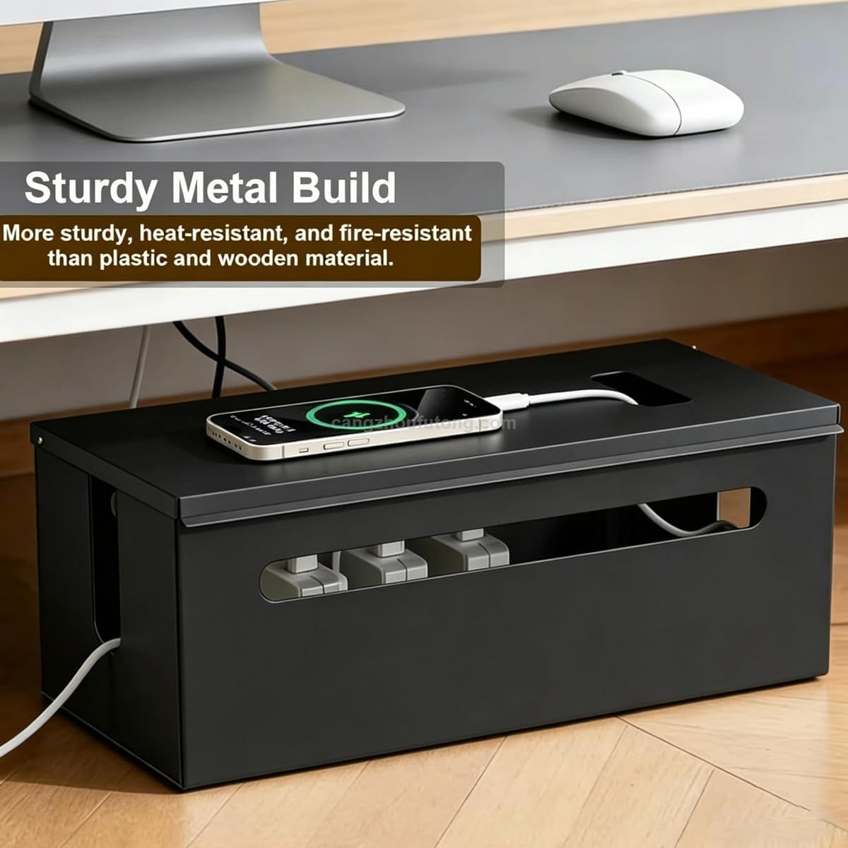 Home Office Desk Floor Cables Hider TV Wires Storage Organizer High-quality Steel Metal Cable Management Box 