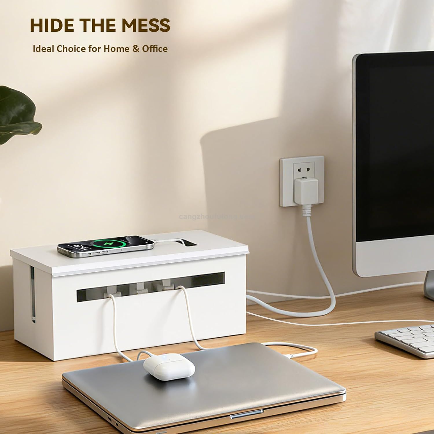 Home Office Metal Cable Management Box Large Cable Organizer Box Power Strip Box for Electrical Cord Hiding