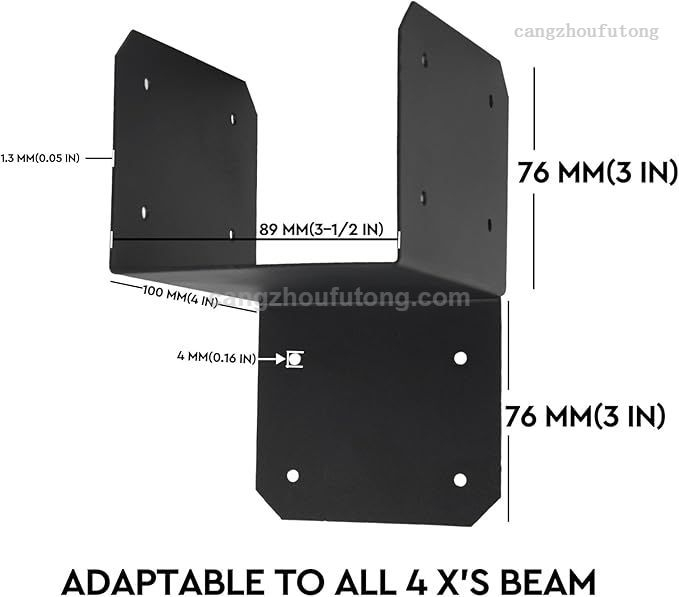Black Joist Anchor Connector, Post Caps Tie Bracket for 4"x 4", Steel Mounting Joist Hanger Brackets, Truss To Beam Connector Roof Tie Header Hanger for Supporting Beams Rafters