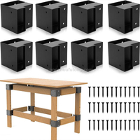 Heavy Duty Workbench Bracket Kit - 8 Pacs 3-Way Right Angle Corner Brackets for Workbenches