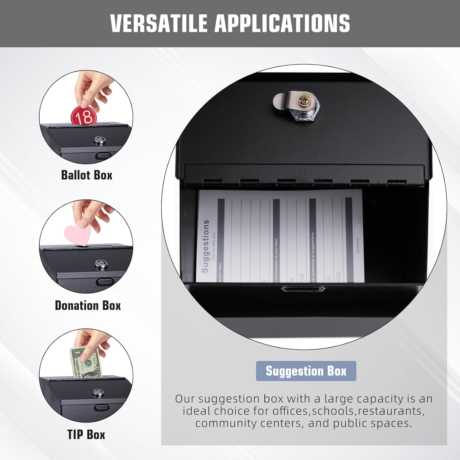 Wall-Mount Mailbox Locking Metal Key Drop Box Secure Safe Storage Home Garden Postbox Suggestion