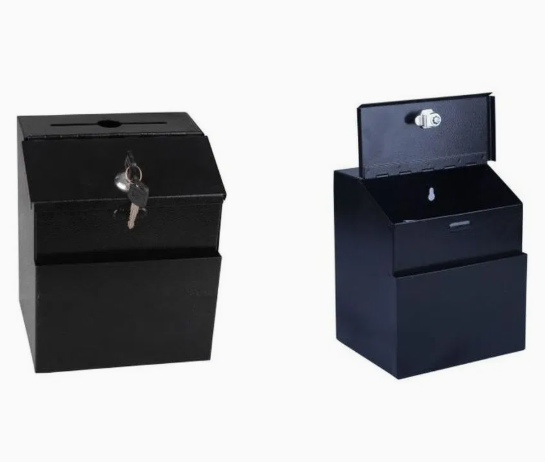 Metal Wall Mounted Donation & Ballot Box for Secure Collection Management