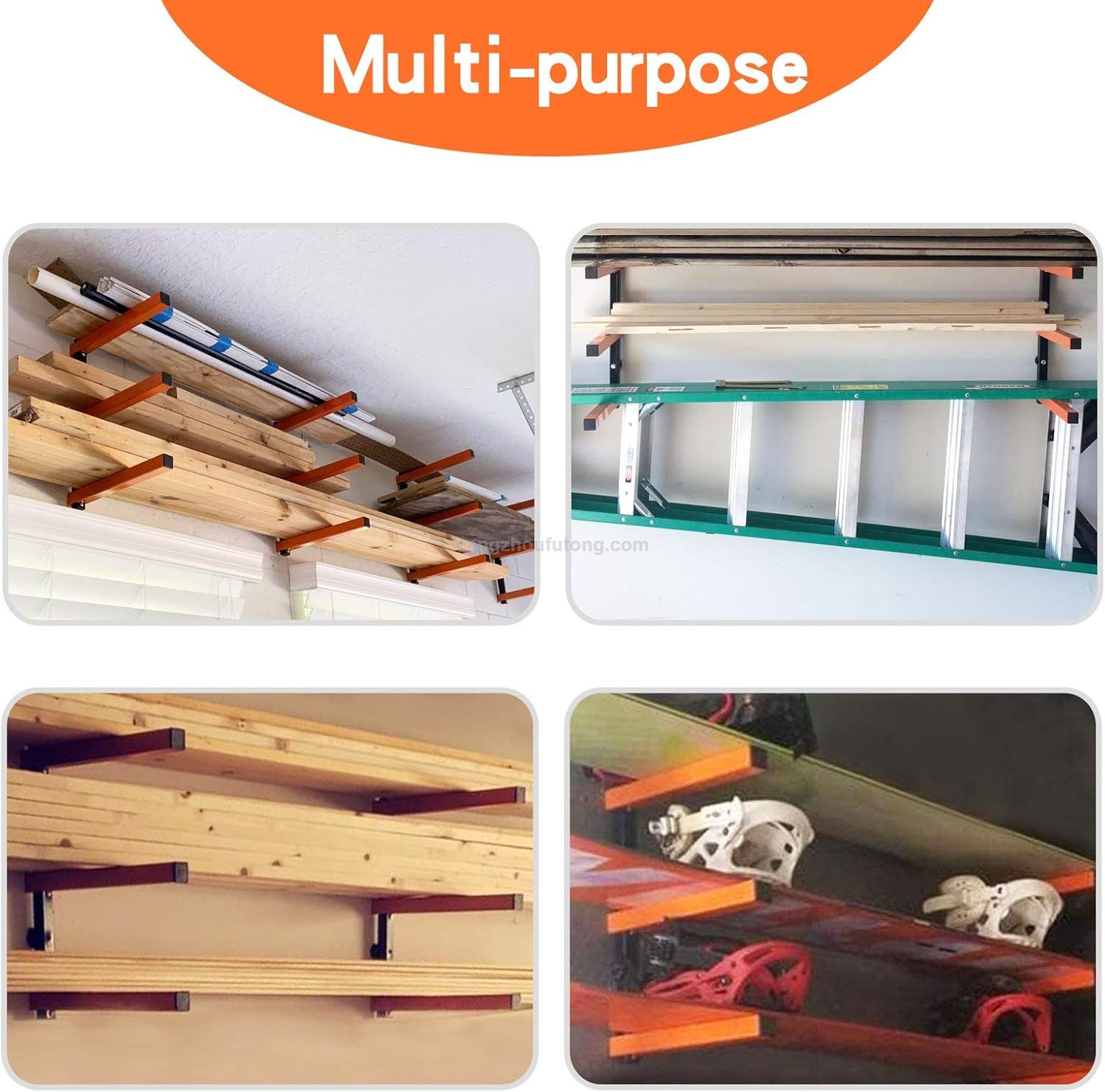 Wall Mounted Workshop Organizer Wood Storage Racks 3 Level Garage Organizer Lumber Storage Rack 