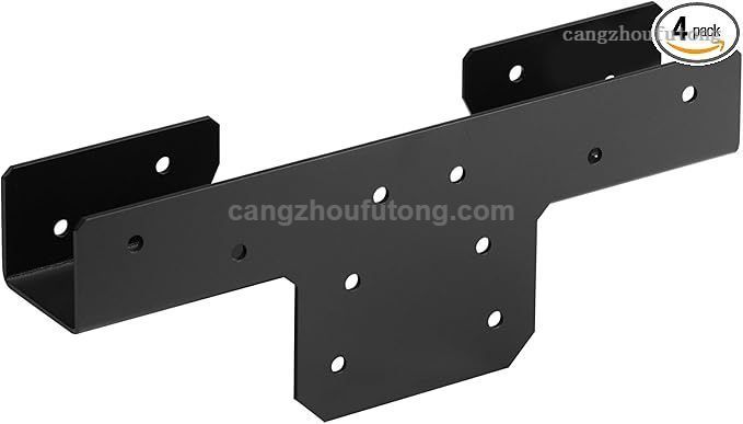 4 Pcs Black Rigid Tie Flat Connector for 2X Joist Beam To 2x4 Post Connect,13 Gauge,Powder Coating
