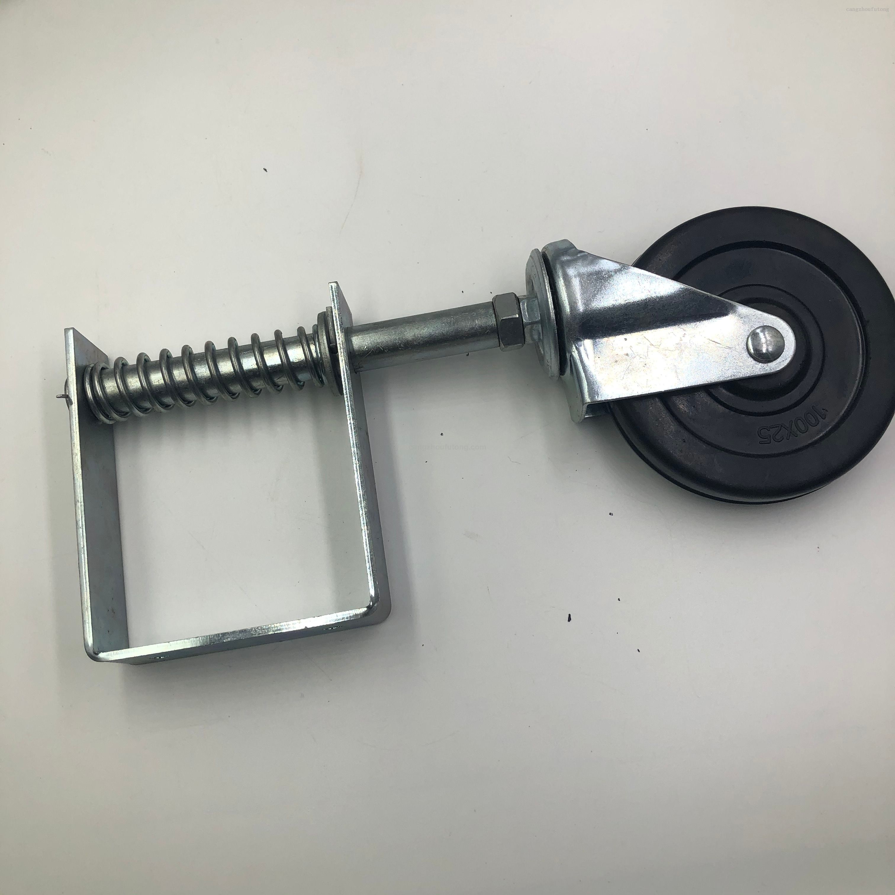 Gate Caster gate Wheel 4”, Heavy Duty Gate Caster Wheel with Spring Loaded,Universal Mount Pate, 250-500 lbs Load Capacity, 4 Inches Rubber Wheel