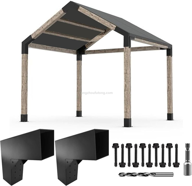 15° Slanted Roof Wall Mount 4x4 Pergola Bracket Kit DIY Pergola Angled 4x4 Wood Post 3way Bracket Gazebo Kit 