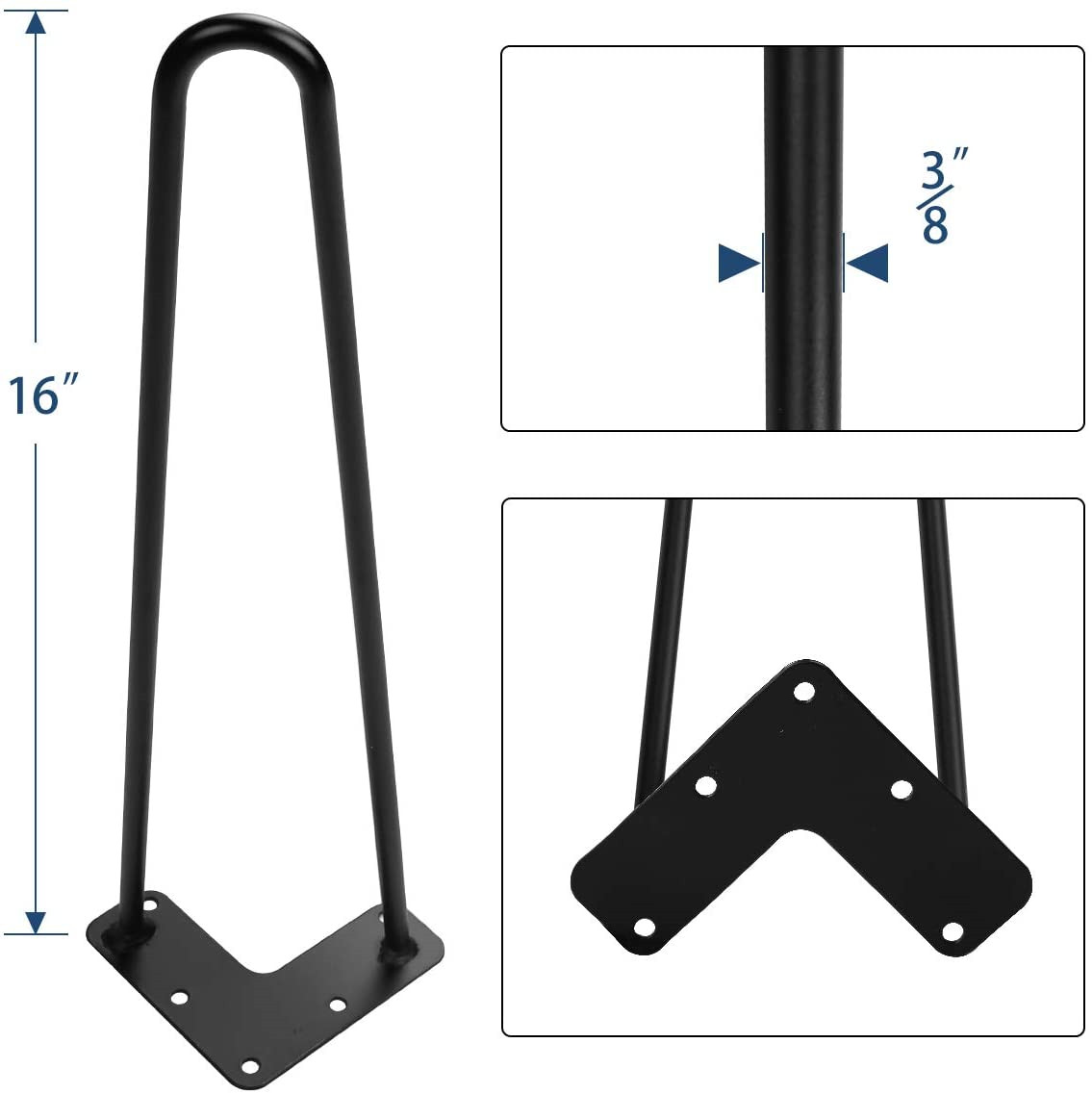 Black Hairpin Legs for DIY Desk, Stand, Bench