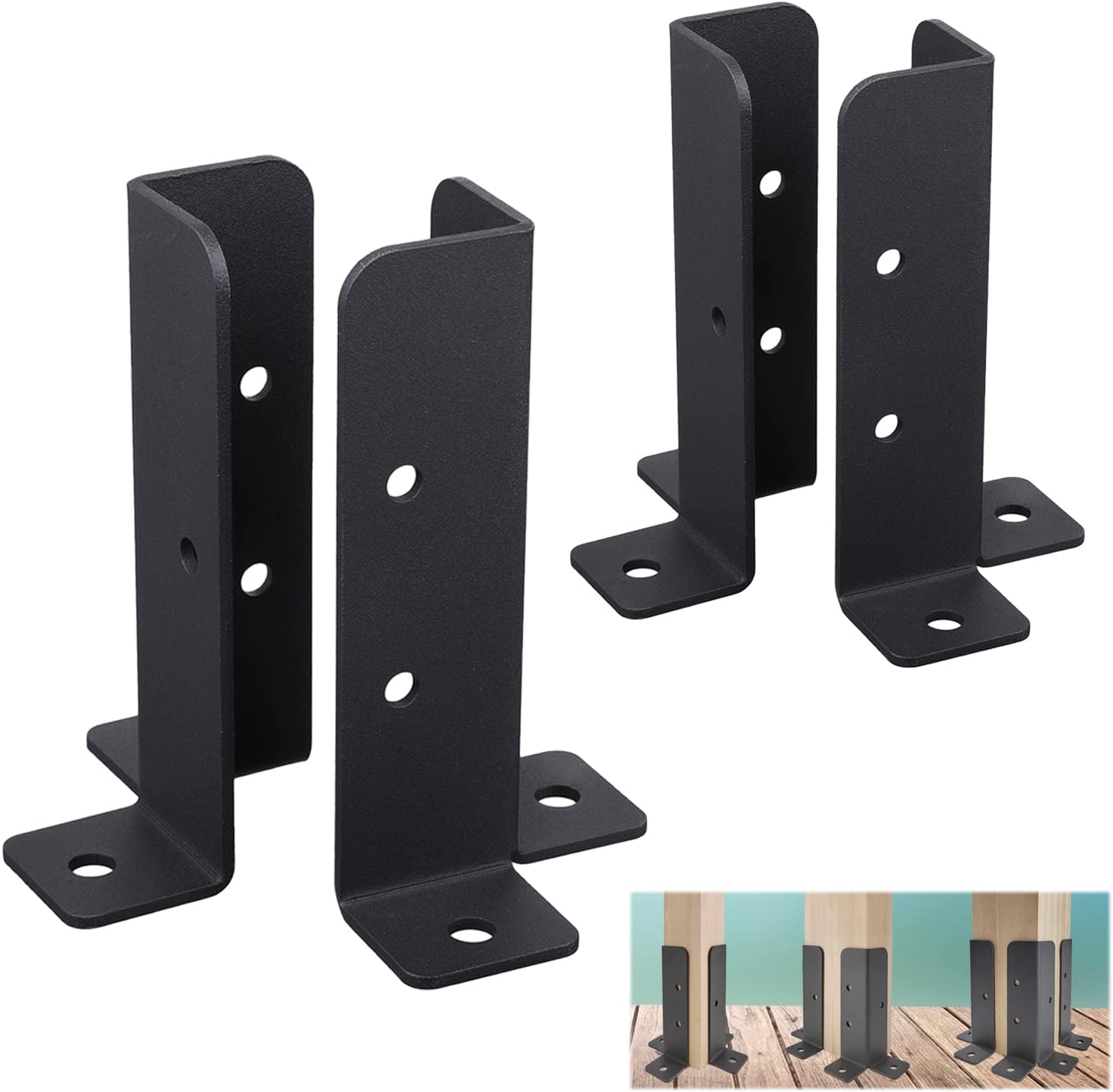 Deck Post Anchor Base Brackets Heavy Duty Reversible Wood Fence Post Bracket Kit