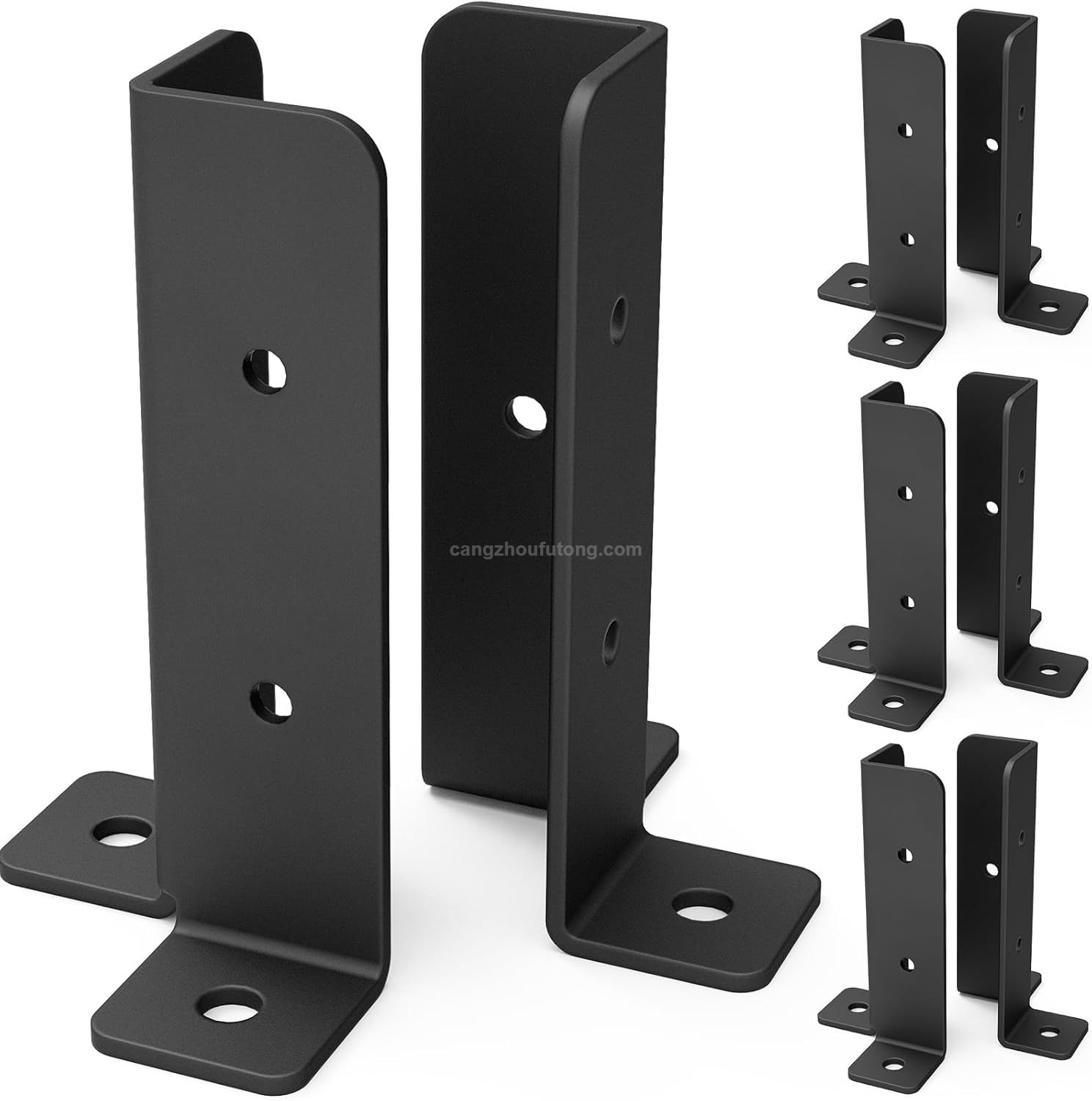 Deck Post Base Black Powder-Coated Post Brackets Heavy Duty Wood Post Brackets 