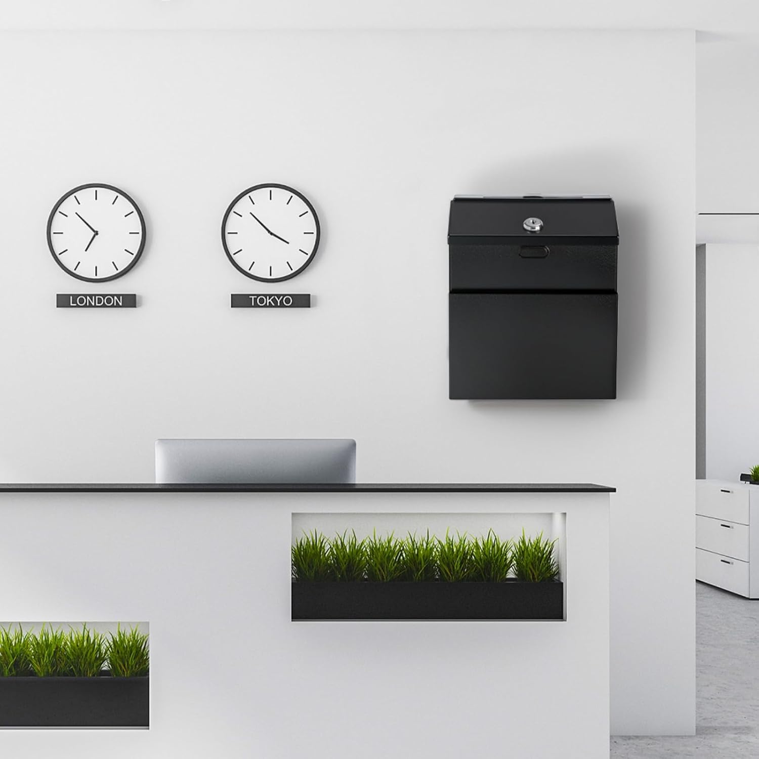 Metal Wall Mount Mailbox with Secure Drop Suggestion Money Donation Box Garden Post