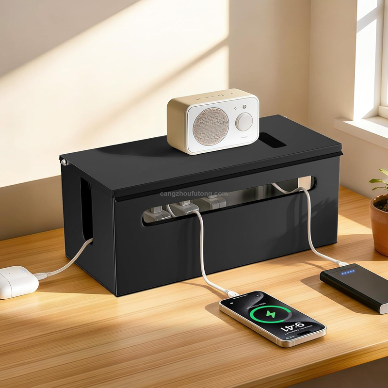 Home Office Desk Floor Cables Hider TV Wires Storage Organizer High-quality Steel Metal Cable Management Box 