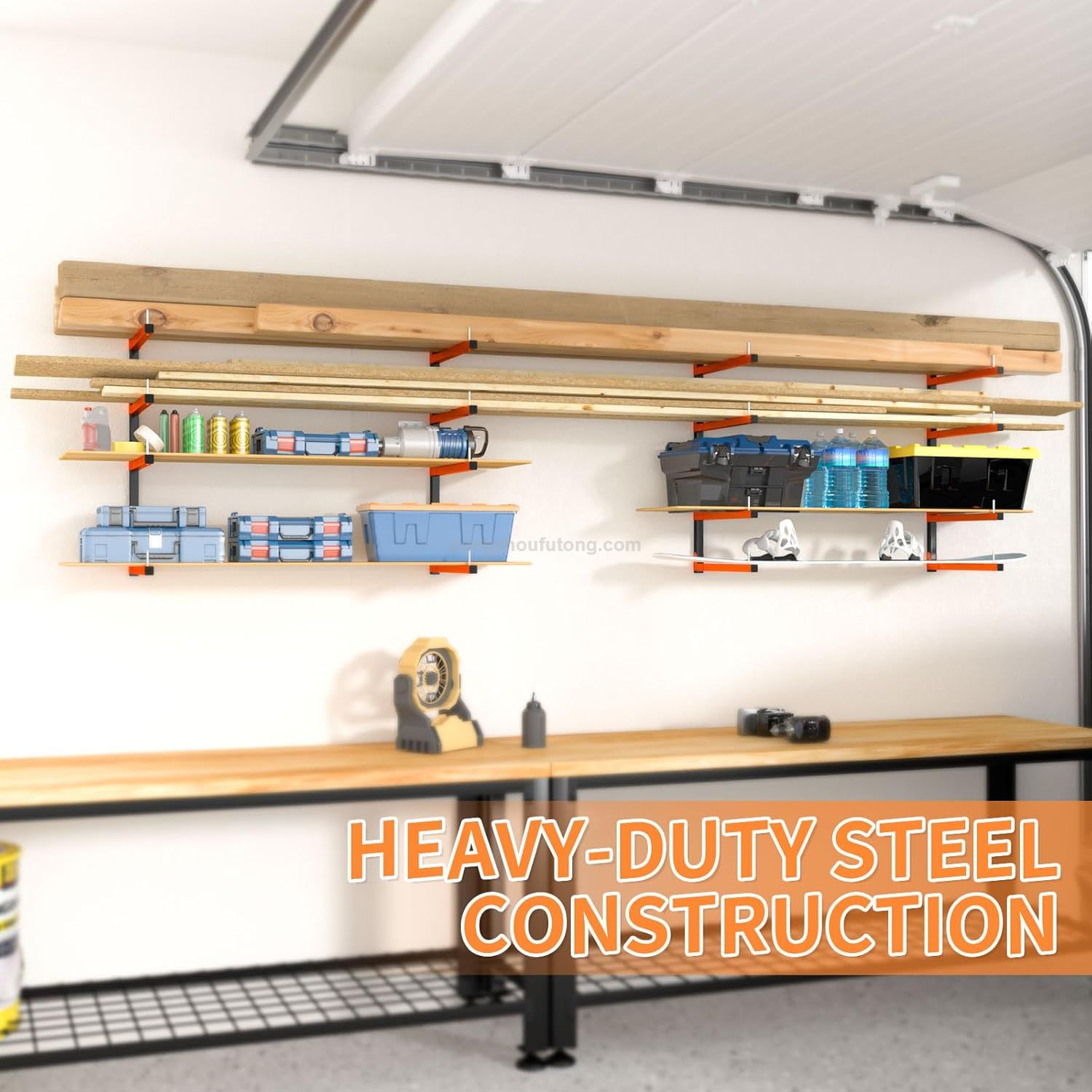 Wall Mounted Workshop Organizer Wood Storage Racks 3 Level Garage Organizer Lumber Storage Rack 