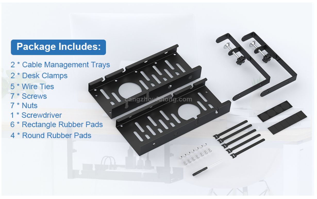Under Desk Cable Management Tray Retractable Under Desk Cord Organizer for Desks, Offices, And Kitchens
