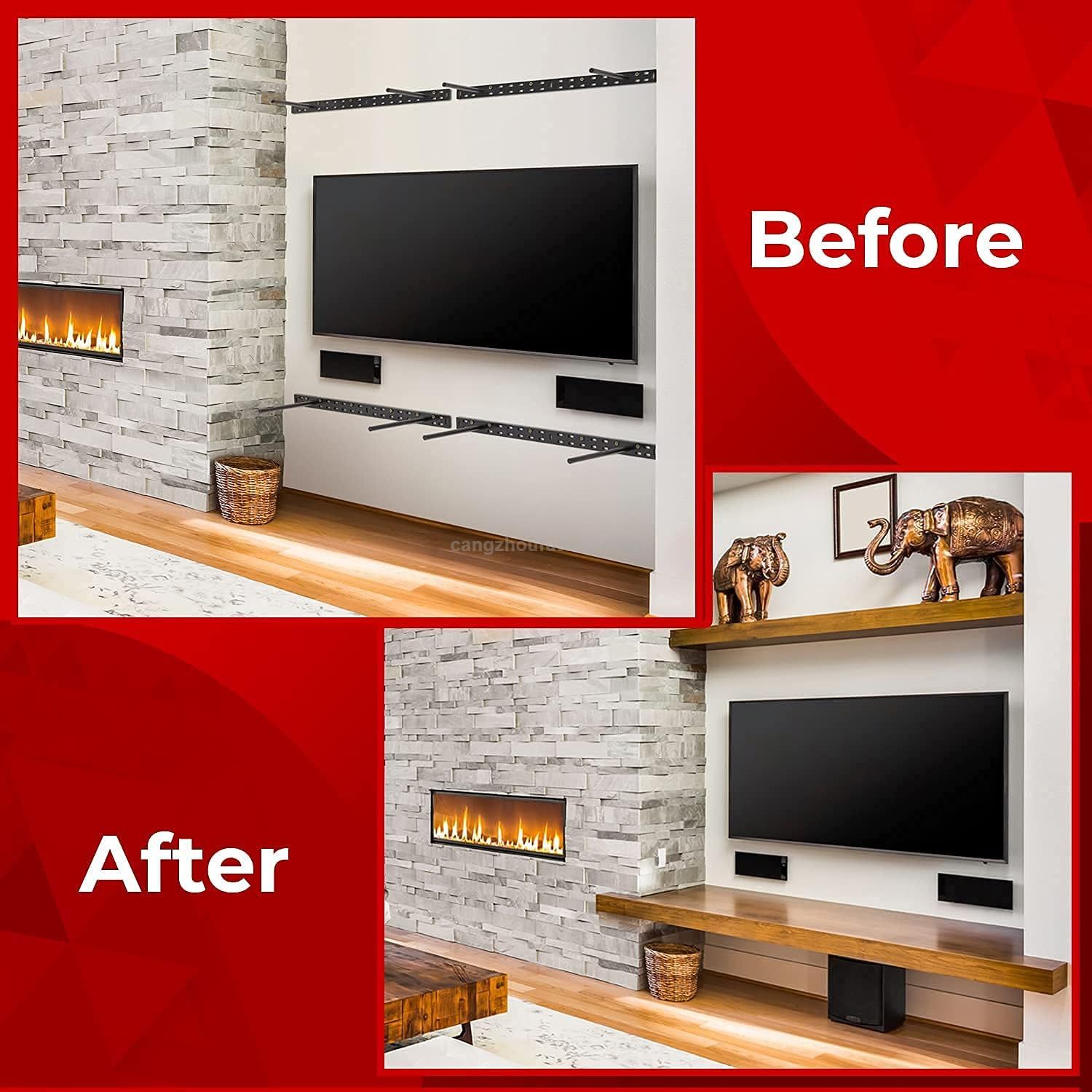 Heavy Duty Floating Shelf Bracket Wall Mount With Hidden Steel Single Bracket