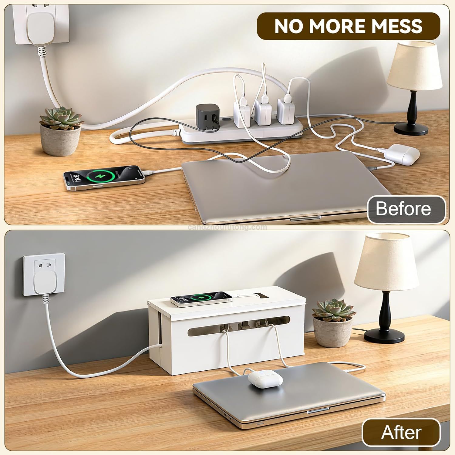 Home Office Metal Cable Management Box Large Cable Organizer Box Power Strip Box for Electrical Cord Hiding
