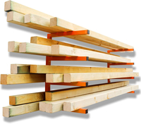 Wall Mount Heavy Duty Metal Shelf with 6-Level Wood Organizer Lumber Storage Rack 