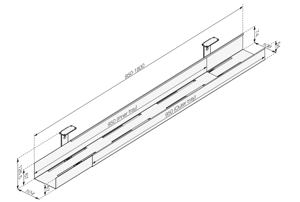 Cable tray trench Expand - adjustable 950-1800 mm