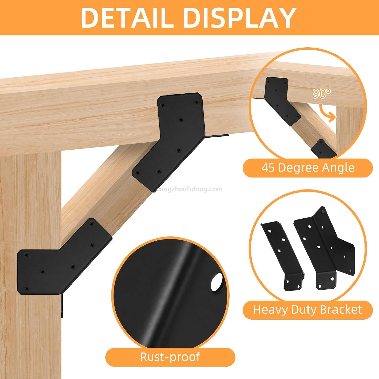 45-Degree Angle Bracket Adjustable Heavy Duty Connector Brace for 2x4 4x4 Post 45-Degree Pergola Support Brace for Pergola Gazebo Wood Post