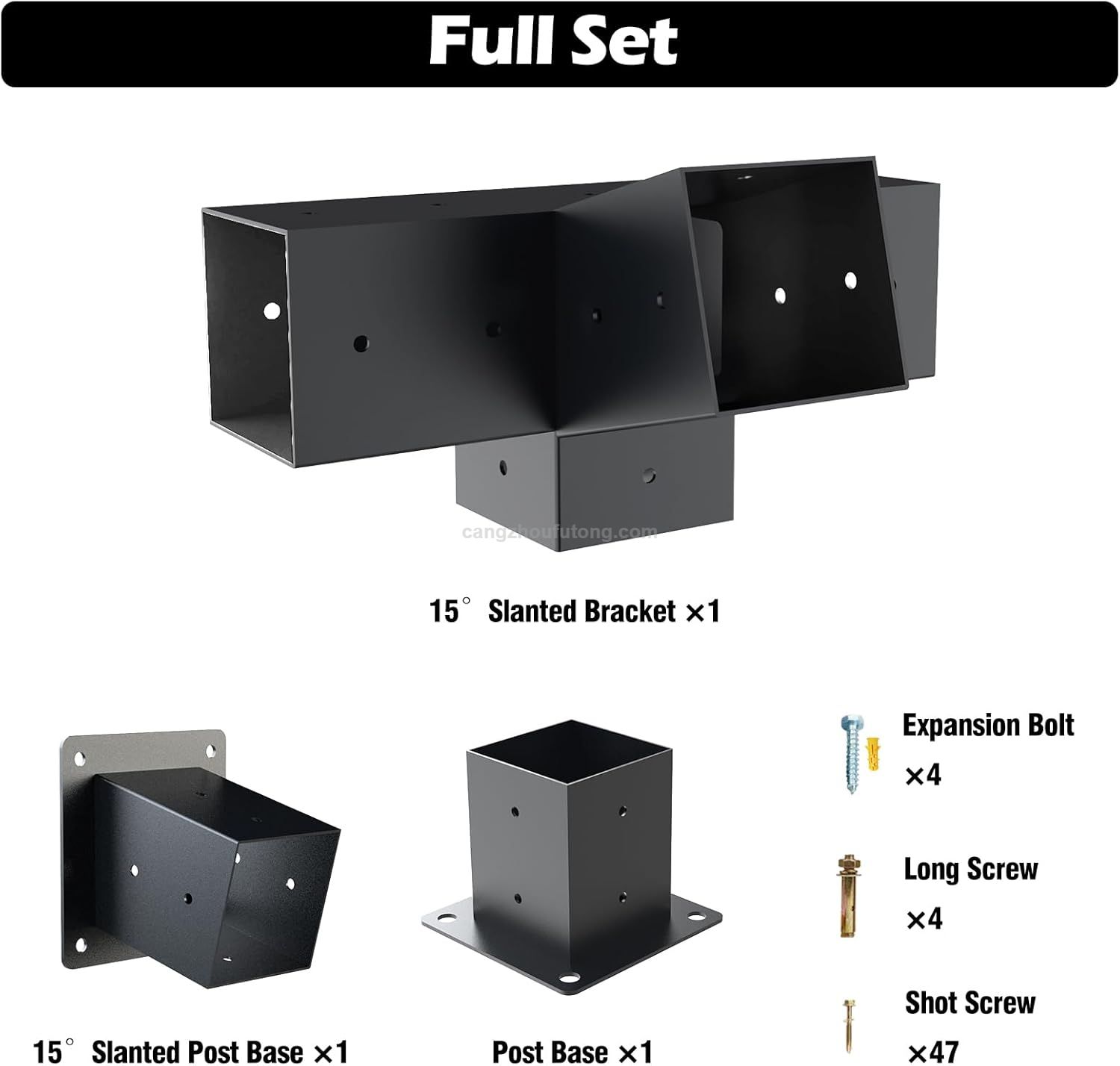  Pergola Kit 3-Way Slanted Brackets Powder-Coated 4" x 4" Hardware for Outdoor Wood Pergolas Gazebos Sheds 