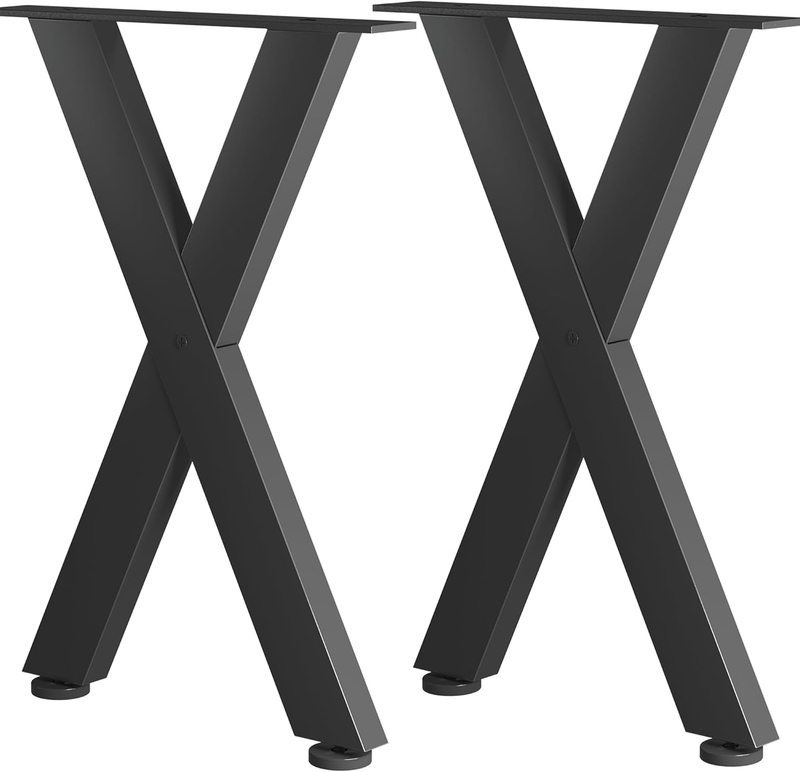  Steel Table Legs, 28'' Height 30'' Wide Set of 2, Heavy Duty 3.1'' Square Box Section X Frame