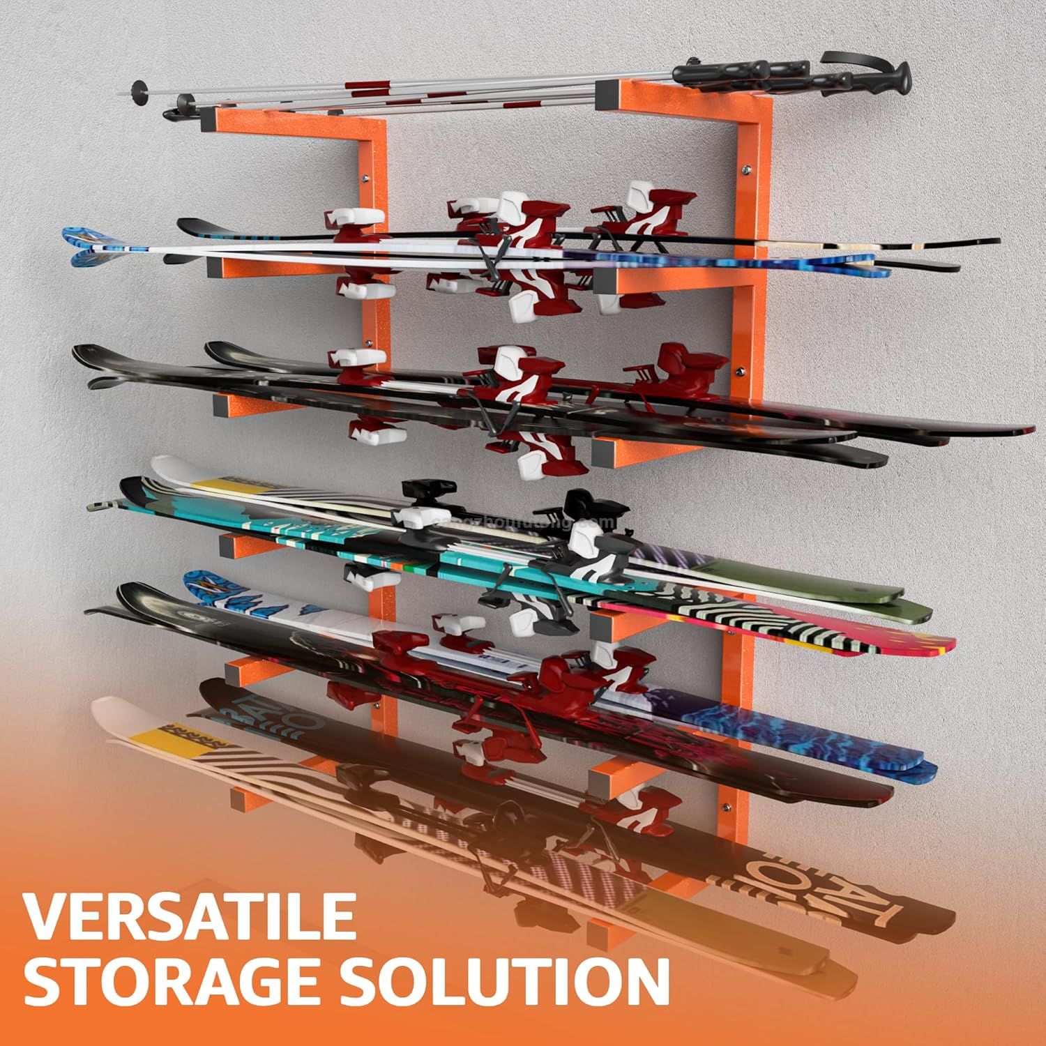 Wall Mount Indoor Outdoor Use Wood Organizer Lumber Storage Metal Rack with 6-Level 