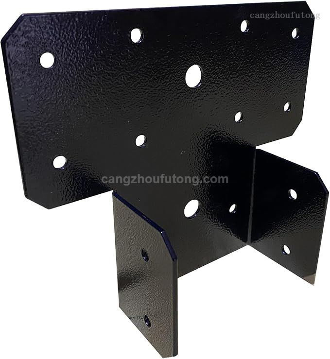 4Set(8pcs) Black T-Shaped Post To Beam Connector Roof Tie Bracket, Adjustable Cap , Steel Truss Header Hanger Support for Carports, Pavilions, Terraces (4X4)