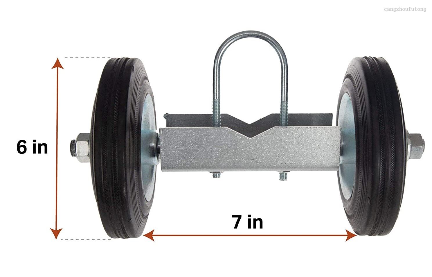 Heavy-Duty Steel Rolling Gate 6’’ Rubber Wheel Carrier for Driveway Chain Link Fence Metal Tube Gates