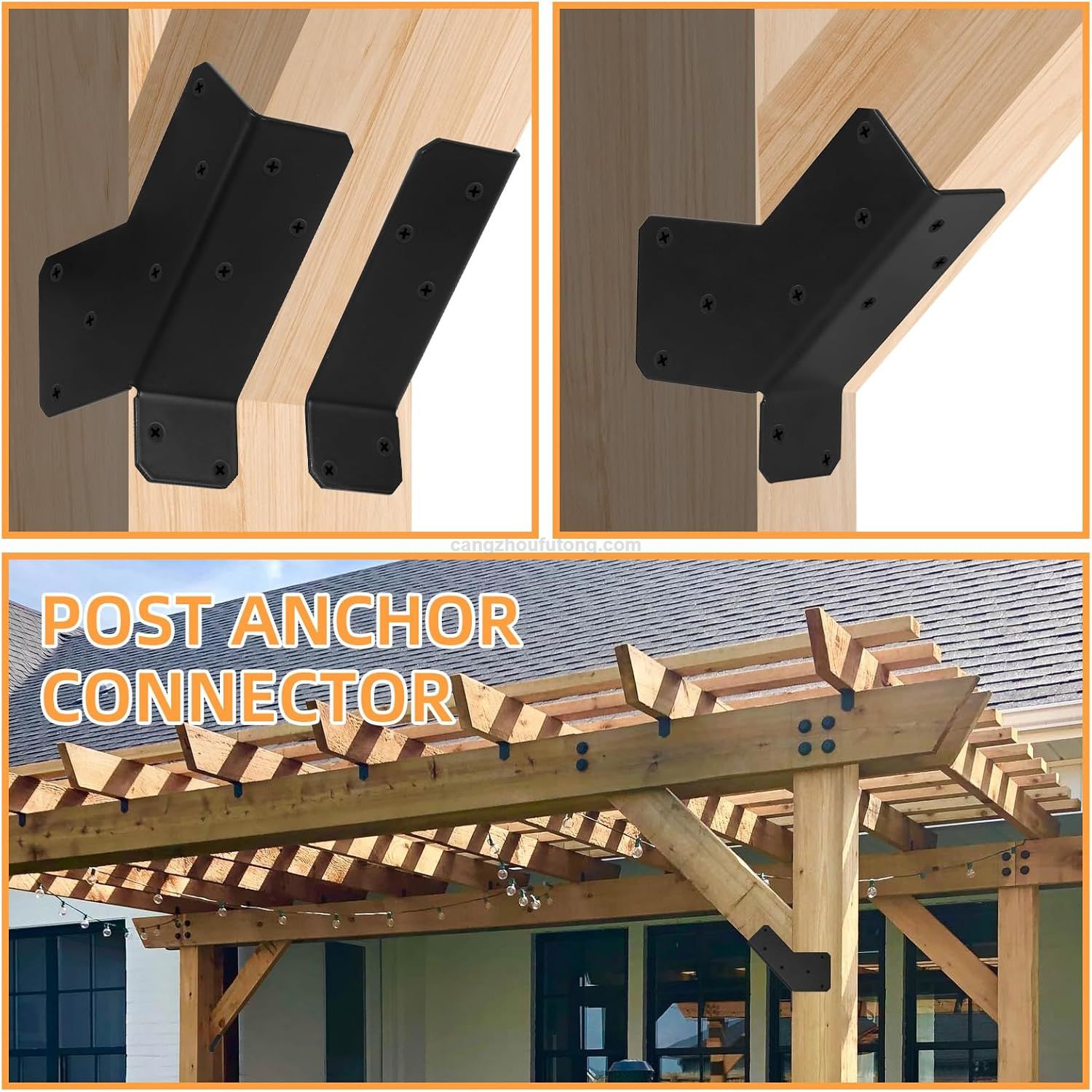 45-Degree Angle Bracket for 2x4 Post Heavy Duty Connector Brace 45-Degree Pergola Support Brace for Pergola Gazebo Wood Post