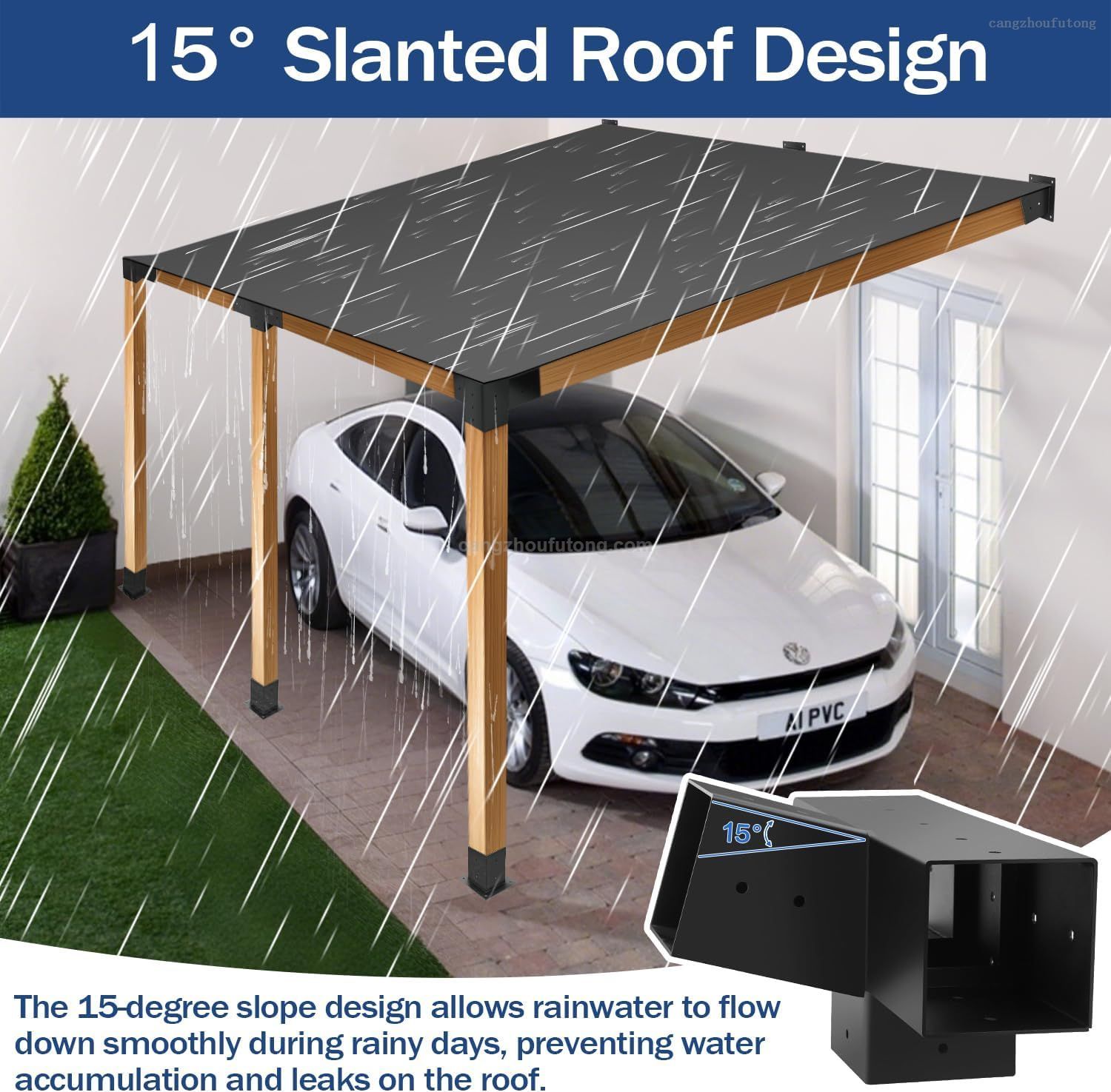 DIY Pergola Bracket Set – 4-Way 15° Slanted Roof Support for Porch, Backyard, and Patio Gazebo
