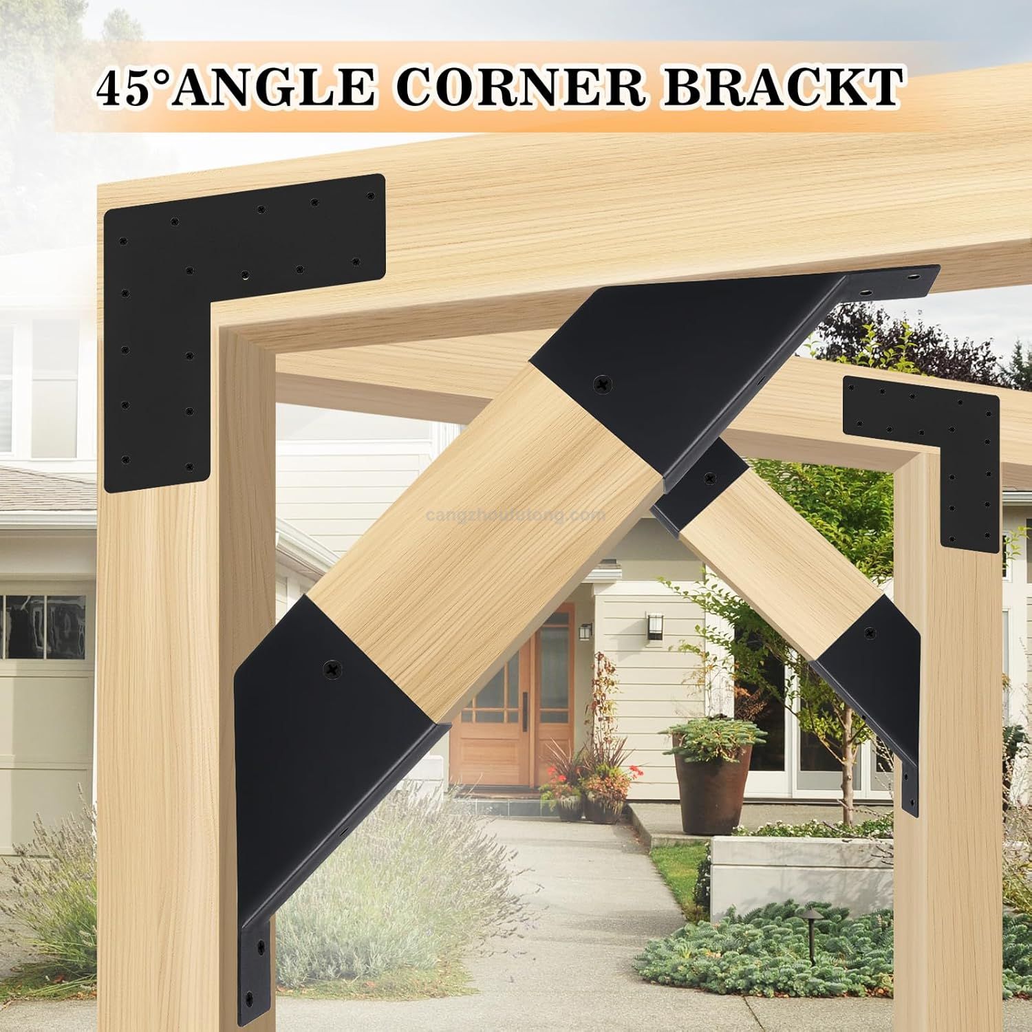 45-Degree Angle Bracket for Pergolas Gazebos Steel Reinforced Fits 2X 4 Lumber with Drainage Holes Pergola Bracket Kit