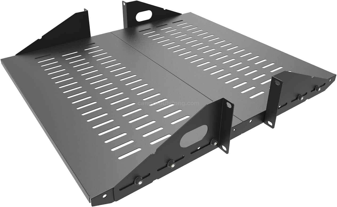 2U Cantilever Server Shelf Rack Mount-19 Inch 2 Piece Set Center Weighted for AV/Data Equipment Enclosure