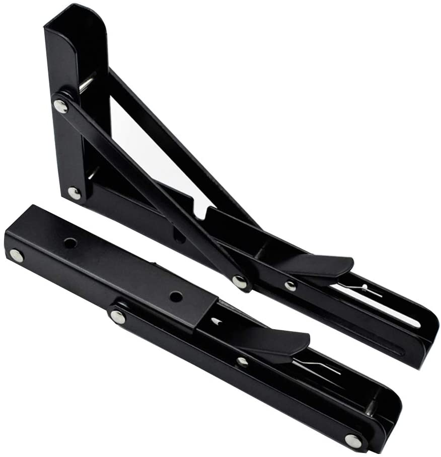 Heavy Duty Triangle Iron Folding Shelf Brackets Collapsible Wall Mounted for Fold Table Hinge