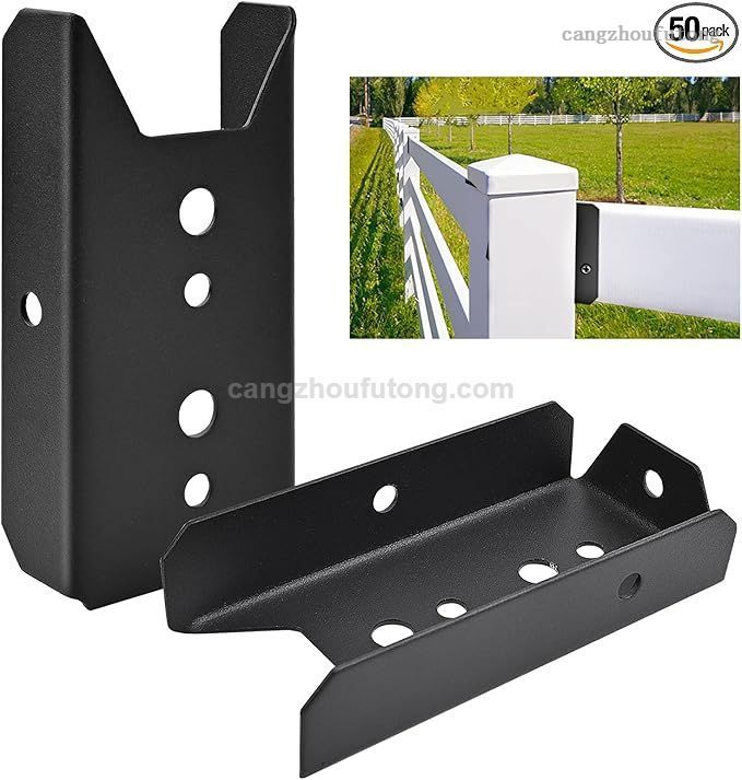  2x4 Deck Railing Brackets, 18-Gauge Steel Black Powder Coated Fence Rail Connectors for Wood Post