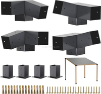 15° Slanted Roof Wall Mount 4x4 Pergola Bracket Kit DIY Pergola Angled 4x4 Wood Post 3way Bracket Gazebo Kit 