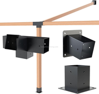 Pergola Kit 3-Way Slanted Brackets Powder-Coated 4" x 4" Hardware for Outdoor Wood Pergolas Gazebos Sheds 