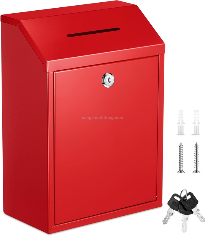 Heavy Duty Steel Wall Mount Locking Drop Box Outdoor Mailbox for Rent Payments Mail Keys Cash Checks Safe Storage Dropbox