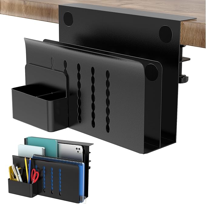 Desk Side Storage, Desk Laptop Holder with Anti-Scratch Pad & Magnetic Pen Holder