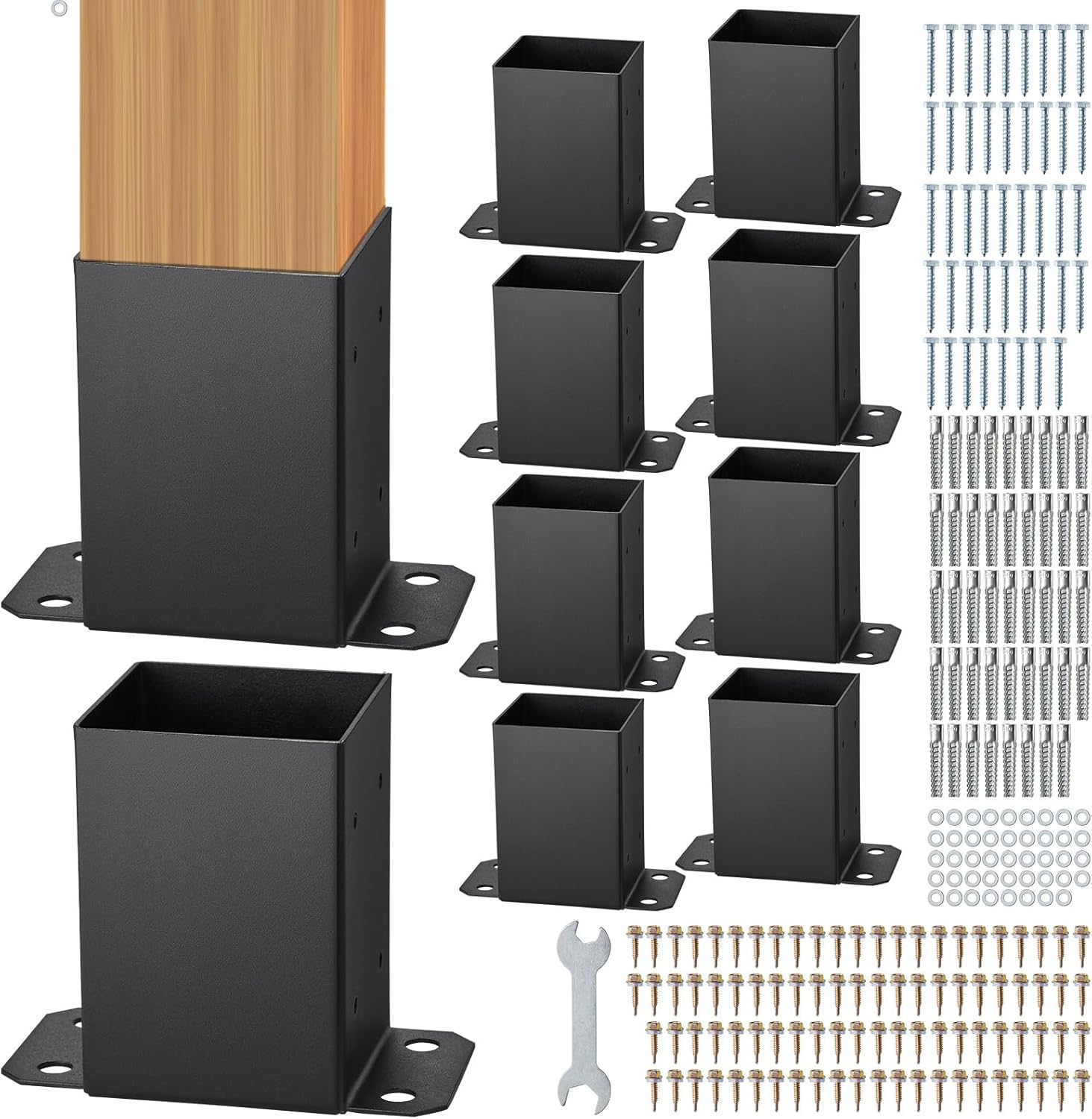 4x4 Post Base Inner Size 3.6"x3.6" Post Base Brackets Heavy Duty Powder-Coated Post Anchor