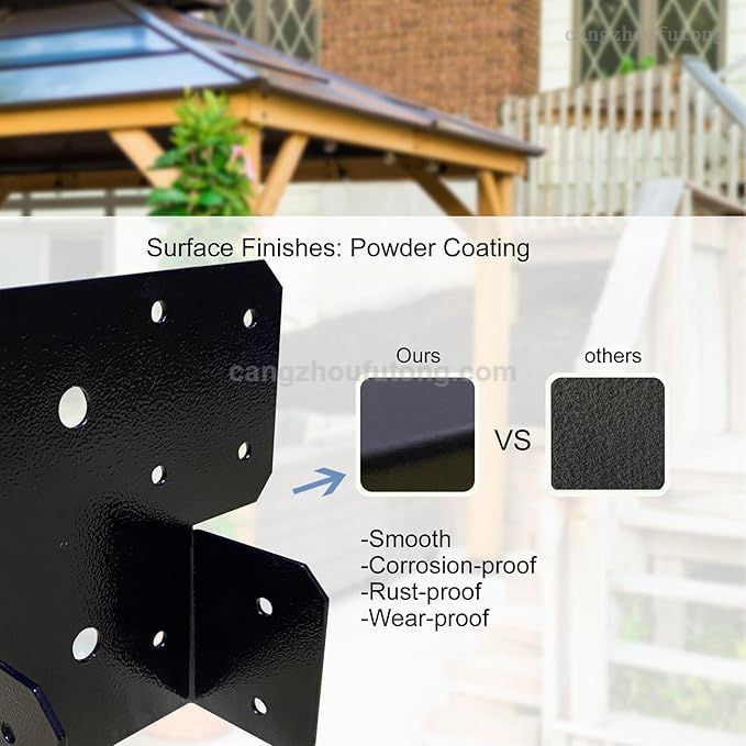 4Set(8pcs) Black T-Shaped Post To Beam Connector Roof Tie Bracket, Adjustable Cap , Steel Truss Header Hanger Support for Carports, Pavilions, Terraces (4X4)