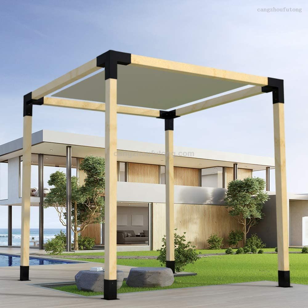Pergola Brackets – Woodworks Pergola Kit 3-Way Right Angle Corner Bracket with Pergola Post Base