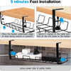 Cable Rack with Clamp Mount Metal Under Desk Tray with Wire and Cord Organizer 