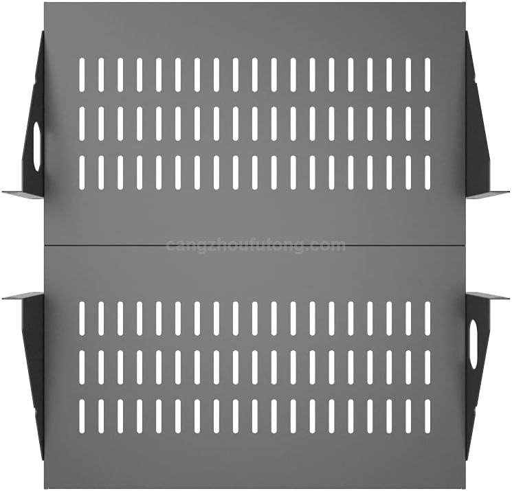 2U Cantilever Server Shelf Rack Mount-19 Inch 2 Piece Set Center Weighted for AV/Data Equipment Enclosure