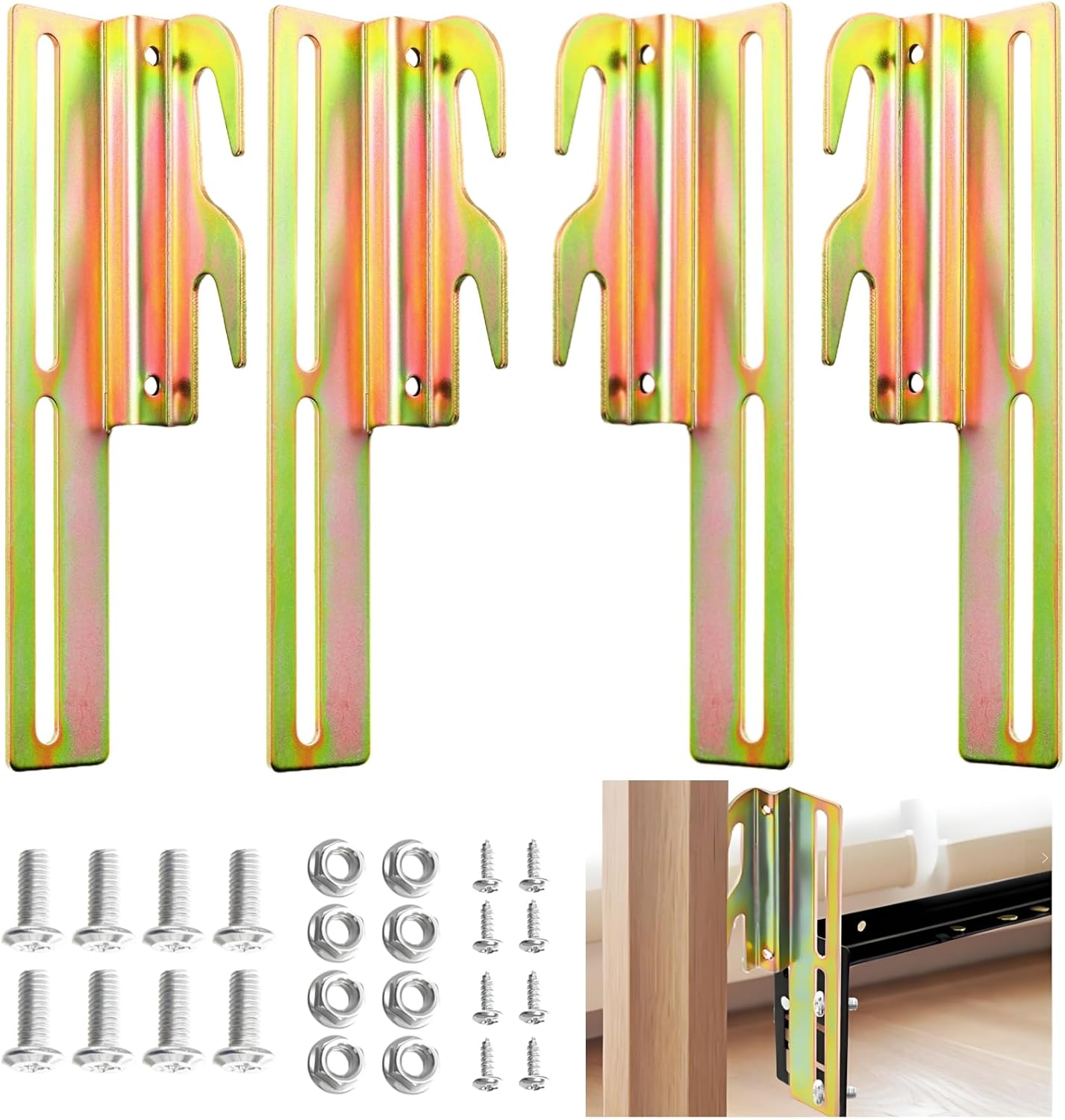 #711 Bed Frame Bolt On to Hook On Conversion Brackets for Headboard Footboard Hook on Bed Rails Brackets