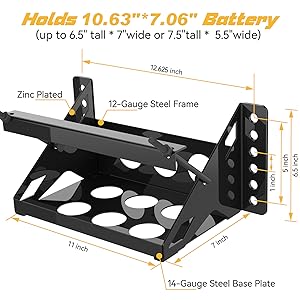 Battery Mounting Trays Bracket Heavy-Duty Metal Steel Battery Mount Box 