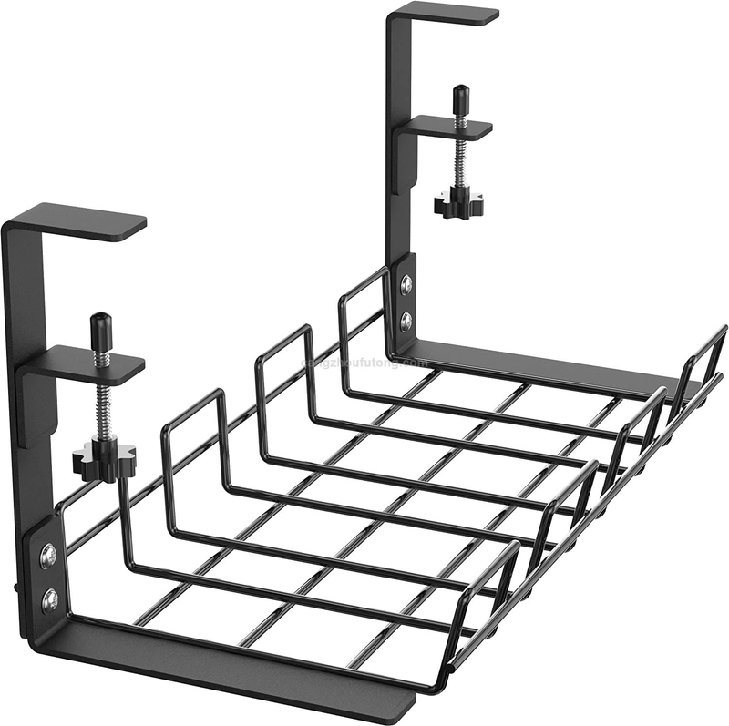 Cable Rack with Clamp Mount Metal Under Desk Tray with Wire and Cord Organizer 