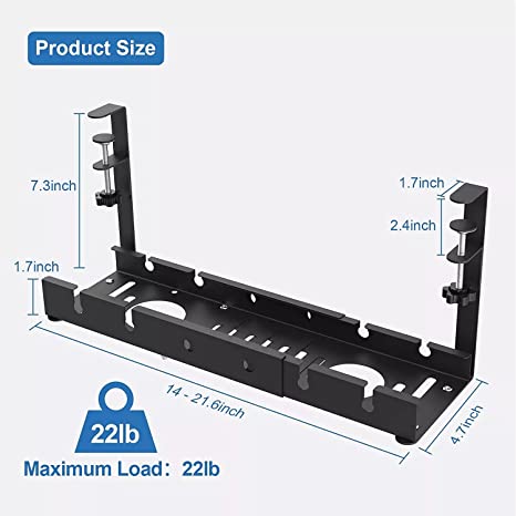 No Drilling Extendable Under Desk Cable Management Tray