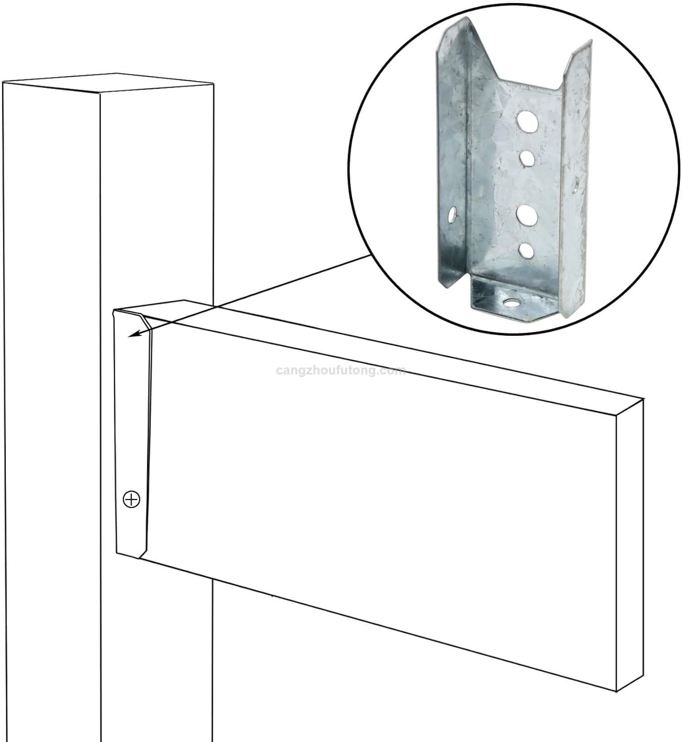 Galvanized Steel 2x4 Fence Bracket Deck Rail Bracket for Stair Fence Railing
